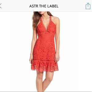 NEW! Astr Ruffle hem red/orang dress sz S NWT